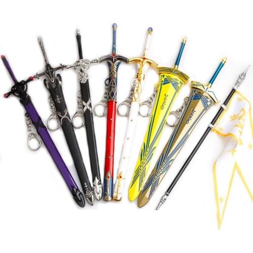 22 Cm Anime Fate King Arthur Sword Of Victory Oath Sword In The Stone Joan Of Arc White Flag Ziegflies Sheath Knife kids gift