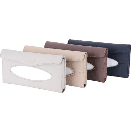 Car Interior Styling Genuine Leather Sun Visor Type Tissue Boxes Hanging Style Tissue Box Great Gift