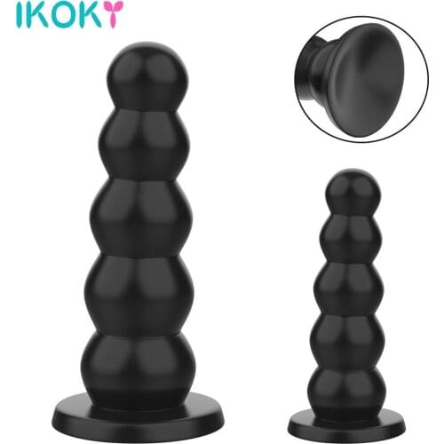 Big Dildos Liquid Silicone 5 Beads Butt Plug Strong Suction Cup Sex Toys for Women Men Female Male Masturbator Anal Plugs