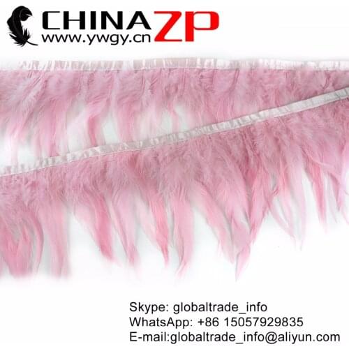 CHINAZP Factory Selected Prime Quality Dyed Dusty Pink Chicken Rooster Saddle Feather Fringe Trim for Clothes Decorations