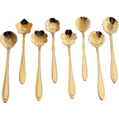 Flower Coffee Spoon Stainless Steel Floral Tea Spoon Dessert Spoon Watermelon Spoon Ice Cream Spoon Coffeeware Coffee Scoops