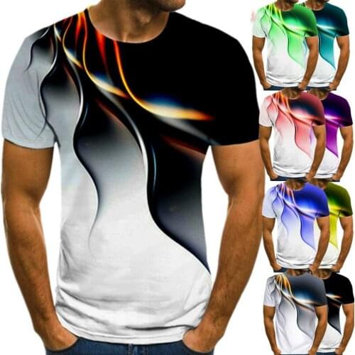 Printed T-shirt 2021 summer new fashion mens short-sleeved 3D printed tops personality lightning casual quick-drying clothing