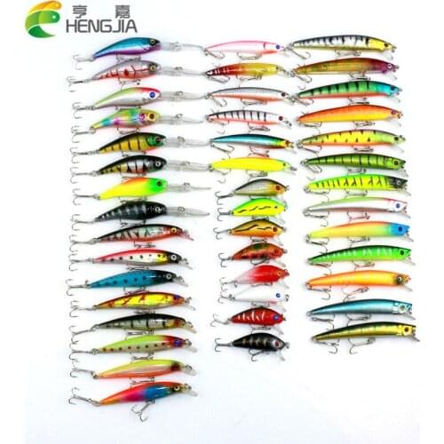 HENGJIA 43PCS/Lot Mixed Minnow Fishing Lure 320g Crankbait Hard Bait Carp Bass Pike Bait Lure Fishing Tackle