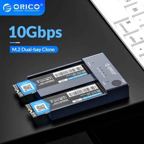 ORICO M.2 NVME SSD Offline Clone Dual Bay 10Gbps USB C 3.1 Gen2 For M Key NVME PCIe M2 SSD Hard Drive Reader Enclosure docking