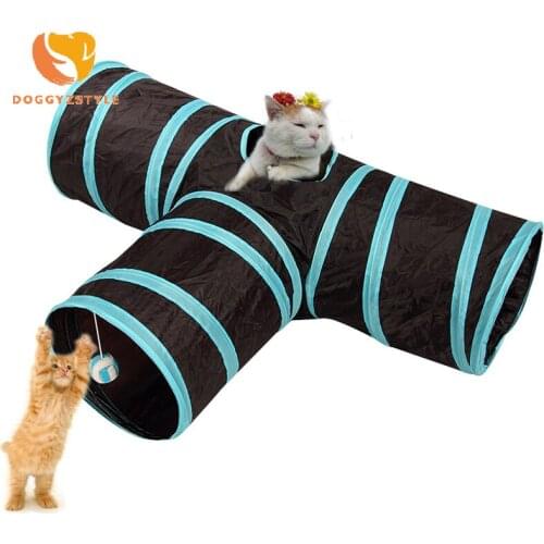 Hot 4/5 Holes Foldable Pet Cat Tunnel Indoor Outdoor Small Dog Cat Training Toy for Cat Rabbit Animal Play Tunnel Tube Portable