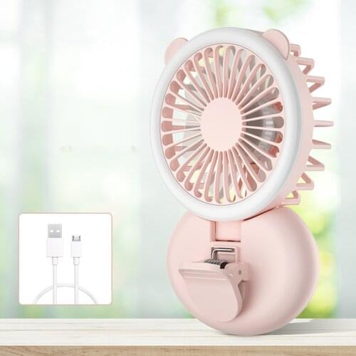 Necklace Fan Mini Bladeless Handheld Fan Portable USB Rechargeable Personal Neck Fan Mobile Phone Lens Selfie Lamp Clip Fan