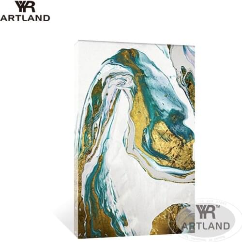 Fashion Green Gold-plated fluid painting Hand-painted canvas Abstract oil painting backdrop for Entrance living room no framed