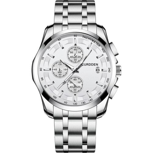 Hot CURDDEN Brand Watches Men Fashion Alloy Band Quality Waterproof Calendar Quartz Business Watch Reloj Hombre Acero Inoxidable