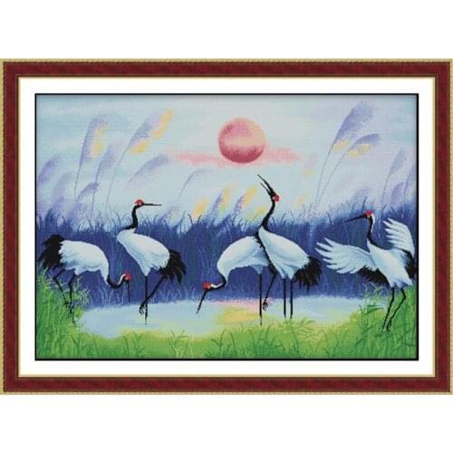 Red-crowned Crane Cross Stitch Kit Animal Series Print Embroidery 14ct 11ct Handmade DIY Needlework Embroidery Decorative Painti