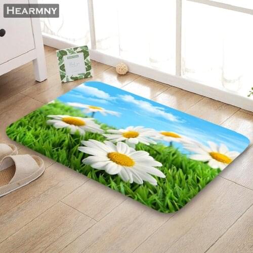 HEARMNY New Doormat Daisies Home Mat Machine Made Anti Slip Carpet Living Room/Hallway Bath Mat For Kids Gift