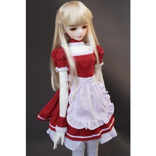 BJD doll clothes suit suitable for 1-3 1-4 1-6 size clothes baby clothes dark red maid dress suit doll accessories