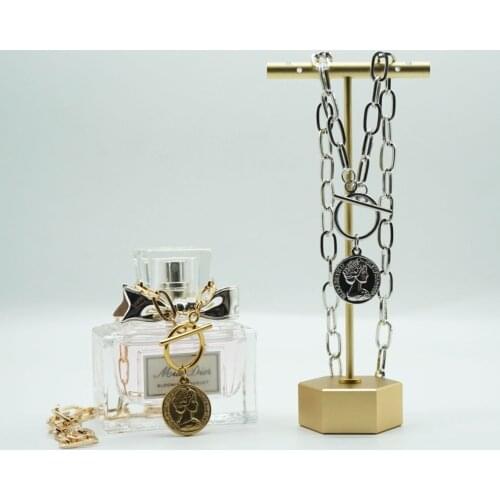 Gold/Silver Color Stainless Steel Coin Necklace For Women Statement Necklace Metal Dos Pesos Coin Medallion Toggle Choker