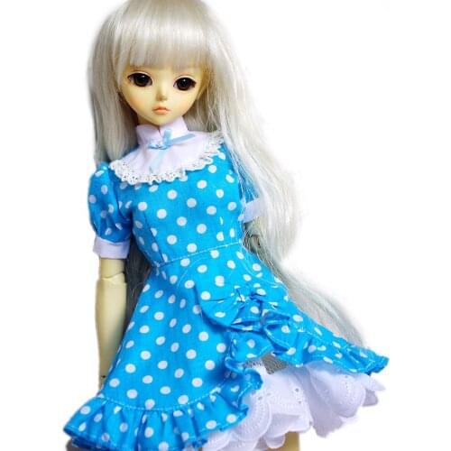 [wamami] 124# Dots Blue Standing-Collar Dress 1/6 SD AOD DOD BJD Doll