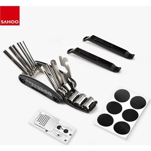 Sahoo 21047 Multi-Function 16-in-1 Cycling Bike Bicycle Mechanic Tyre Repair Tool Kit Set With Under Seat Wedge Pack Saddle Bag
