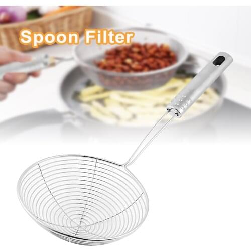 Mesh Net Strainer Stainless Steel Wire Skimmer Spoon Filter Ladle Kitchen