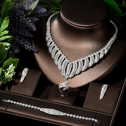 HIBRIDE Big Jewelry Set Micro Cubic Zirconia Paved Waterdrop Design Wedding Bridal CZ Sets Engagement Party Accessories N-215