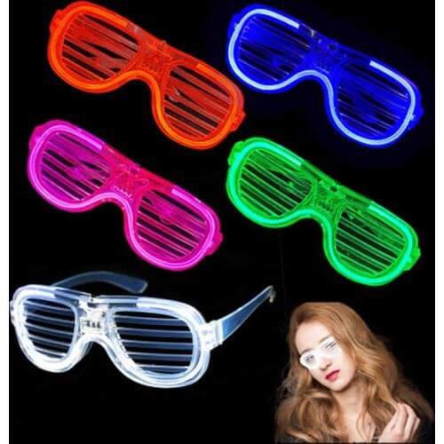LED Luminous Glasses Fashion Shutters Shape LED Flashing Glasses Halloween Party Glowing Glasses Festival Supplies Costumes