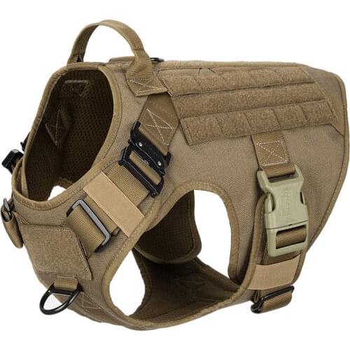 Tactical Dog Harness with 2X Metal Buckle Working Dog MOLLE Vest with Handle Front Clip Dogs Pet Military Adjustable Harness