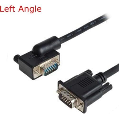 VGA 15pin 3+6 Angle cables 90 Degree Left Angled VGA to vga male Cable 1.5m 3m 5m 10m For Projector,Computer,Monitor HDTV 1080P
