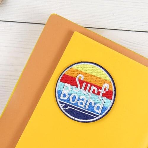 Cartoon Sea Wave Printed SURF BOARD High Quality Embroidered Patch Iron On Patches For Clothing DIY Kids Clothes Stickers Badges