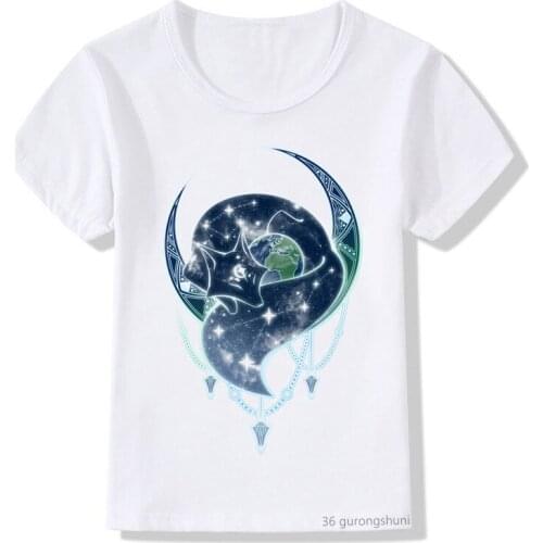 Funny T-shirt Girls Boys Polaris and Fox Print T Shirts Cute Kids Clothes Funny T Shirt Summer Tops Vogue Children Clothing
