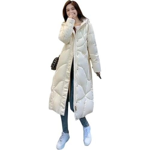 Women Winter Jacket Hooded Coat Cotton Padding Warm Glossy Long Puffer Jackets Parkas Mujer Winter Coat Female