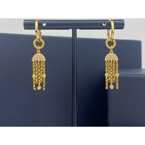 SLJELY Fashion S925 Sterling Silver Yellow Gold Color Jellyfish Earrings with Hoop Women UN APRES MIDI A LA PlAGE Series Jewelry