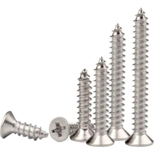 10-50pcs M1 M1.2 M1.4 M1.7 M2 M2.6 M3 M3.5 M4 m5 m6 304 stainless steel Cross Phillips Flat Countersunk Head Self tapping Screw
