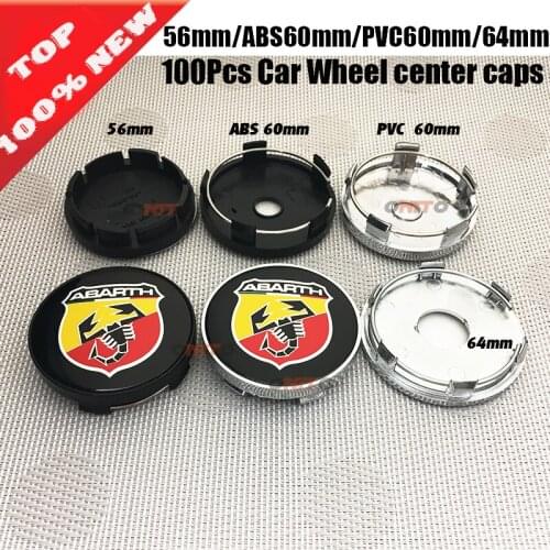 100pcs/set 60mm 56mm 64mm Abarth logo Car Wheel Center Hub Cap Car Emblem Badge Cover for Punto 500 Stilo Bravo Ducato Palio