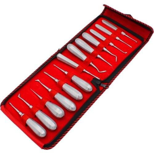 13pcs Dental Elevator Set Made in Pakistan Teeth Extraction Tooth Extracting Forceps Stainless Steel Curved Root Lift Elevator
