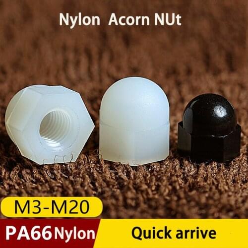 White/Black M3M4M5M6M8M10M12M14M16 Nylon Bolt Nut Dome Protection Caps Covers Exposed Hexagon Plastic Decorative Acorn Cap Nuts