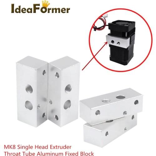 2Pcs 3D Printer MK Throat Tube Aluminum Fixed Block 42*16*13mm For MK7 MK8 Single Head Extruder Print Head Throat Fixed Parts