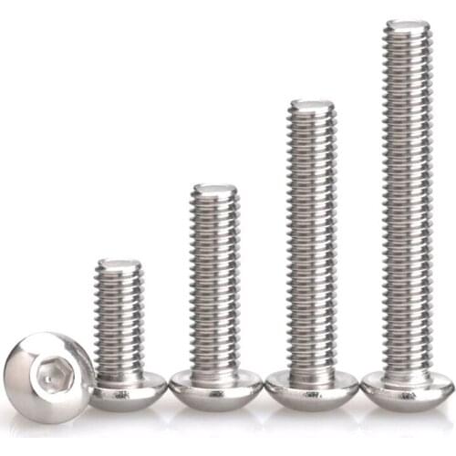 20pcs M3 M4 Button Head Hex Socket Screws A2 Stainless Steel Allen Bolts Fastener
