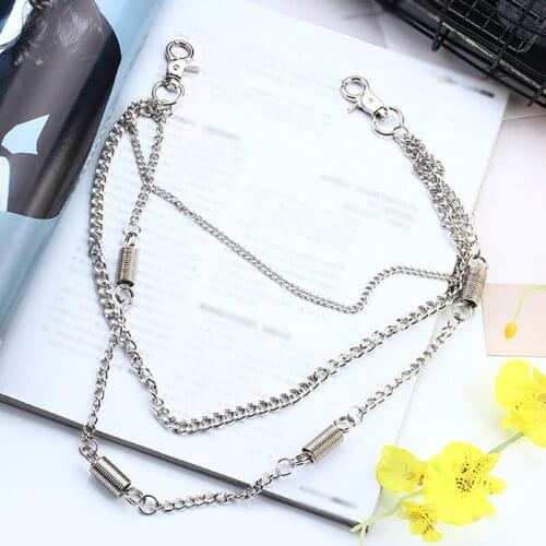 2020 Long Metal Wallet Belt Chain Rock Punk Trousers Hipster Pant Jean Keychain Black Ring Clip For Ladies Dress Shirt Wearing