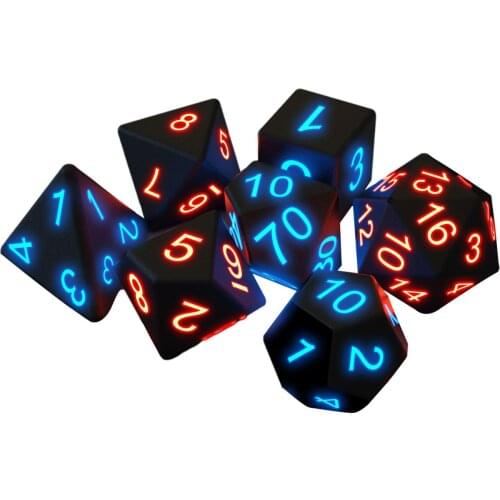 7pcs Glowing Dice Set Discoloration Dice 7Pcs Colorful Polyhedral Cubes Dice Game For Bar KTV Party