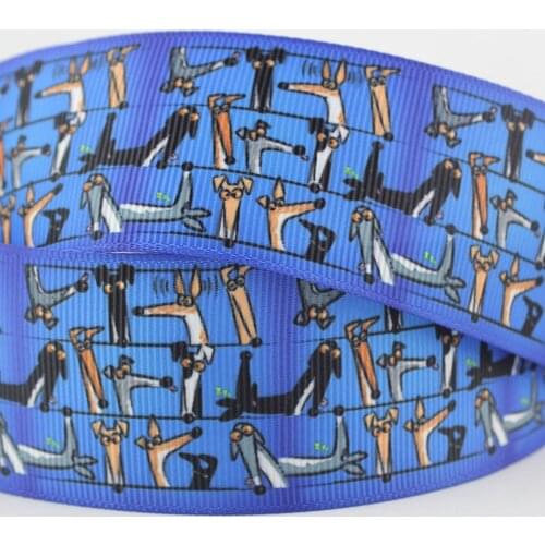 9mm/16mm/22mm/25mm/38mm/75mm cartoon dog print grosgrain ribbon 10/25/50yards DIY gift wrap sewing wedding decor ribbon