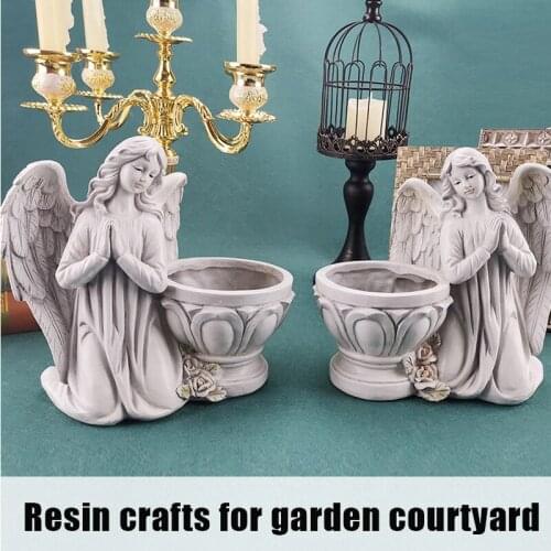 Angel Garden Ornament Angel Succulent Flower Pot Plant Holder Resin Crafts for Indoor Outdoor Garden Courtyard SAL99