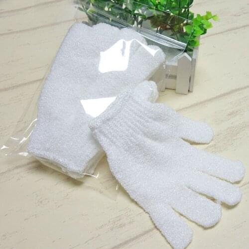 White Nylon Body Cleaning Shower Gloves Exfoliating Five Fingers Bath Glove Bathroom Home Supplies W9145