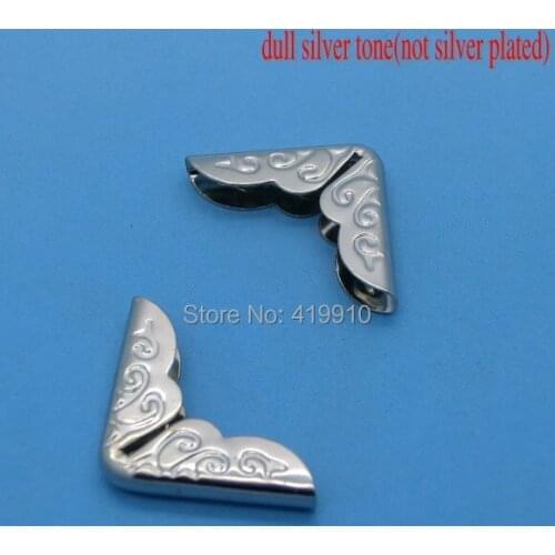 Free Shipping-100PCs Silver Tone Small Book Scrapbooking Albums Menus Folders Corner Protectors 14x14mmx2.8mm J1697