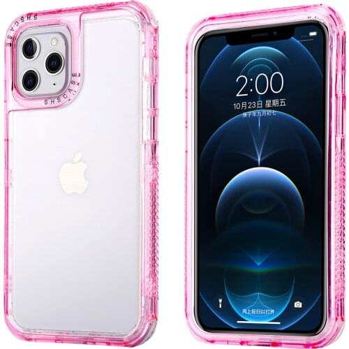 Transparent Bumper Case for iPhone 12 11 Pro X XS XR Max 7 8 Plus SE 2020 Candy Color Shockproof Full Protection Soft Back Cover