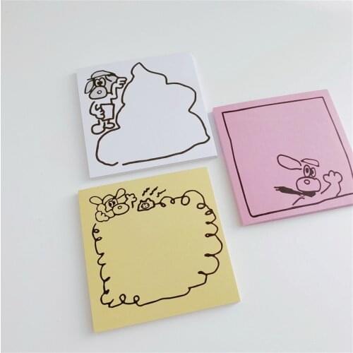 Color Simple Line-drawing Cartoon Cute Dog Memo Pad 50 Sheets Korea Ins Learning Message Paper Kawaii Stationery School Supplies