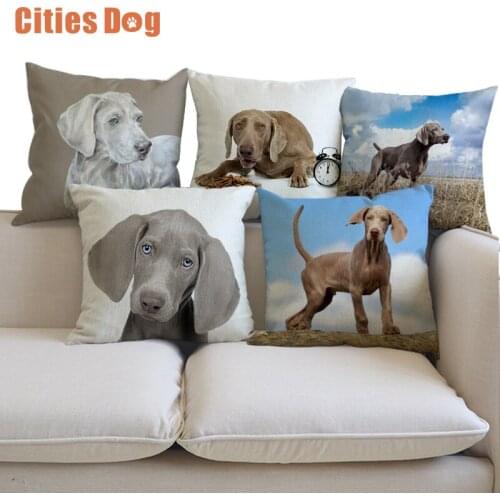 Weimaraner Decorative Pillows Cushion Cover Animal dog cojines 45x45cm decoracion Dogs pattern throw Car Pillow cover Cushions