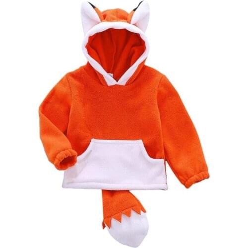 Korean Baby Toddle Girl Hooded Korean Lovely Cartoon Comfort Soft Long Sleeve Cotton Tops Contrast Color Fleece Coat