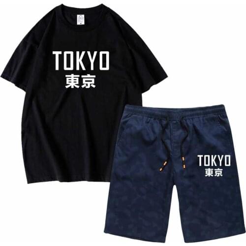 Mens Set Tokyo Short sleeved sets sportswear Shorts casual cotton o neck tshirts men short sleeve tee top wholesale man clothes