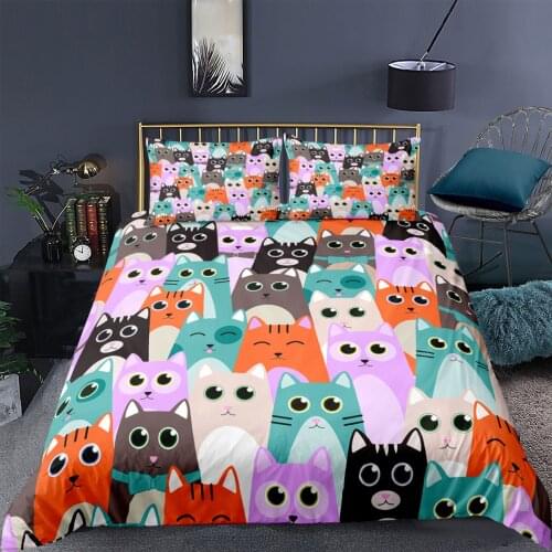 Cartoon Animals Bedding Set for Kids Boys Girls Single Twin 3D Print Duvet Cover Set with 2 Pillow Shams Cute Housse De Couette