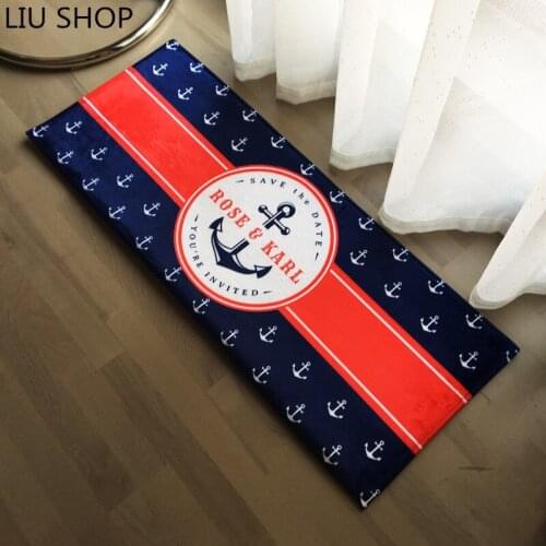 LIU anchor living room bedroom carpet fleece kitchen bathroom sailor mat long absorbent non slip rug Mediterranean style home