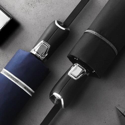 Leodauknow Strong Wind Umbrella Automatic Windproof 10 Ribs Reflective Double Layer Rain Umbrellas Men Women Golf Guarda Chuva