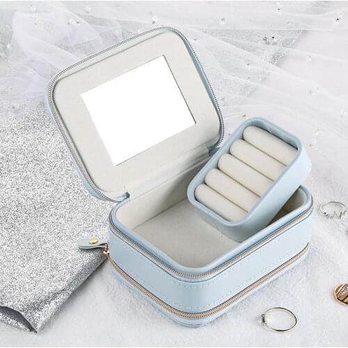 Small Jewelry Storage Box For Travel 2 Colors Jewelry Case Korean Style Earrings Display Organizer Travel Comestic Container