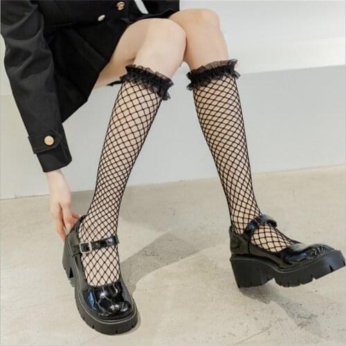 New Sexy Lace Calf Fishnet Socks Japanese Cute Ladies Lolita Stockings Thin Womens Socks