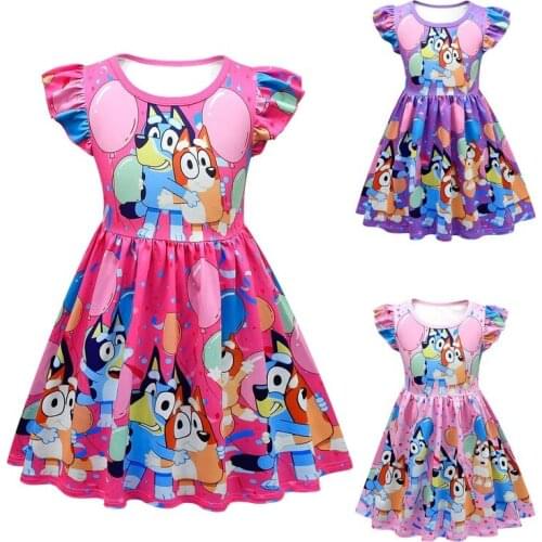 2021 new baby doll skirt little girl sleeveless summer bluey dress cotton casual dress children girl clothing 2-10 years old